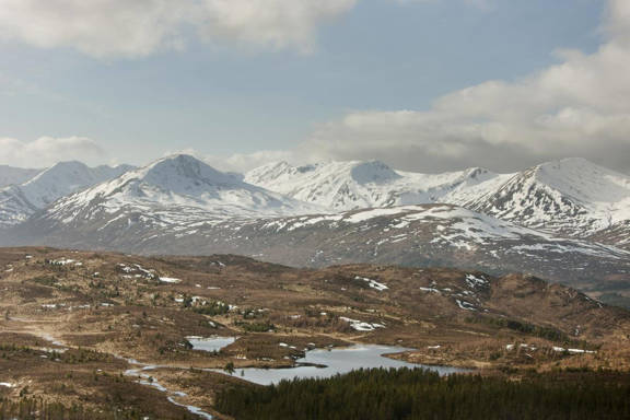 Snow capped mountains in the Great Glen