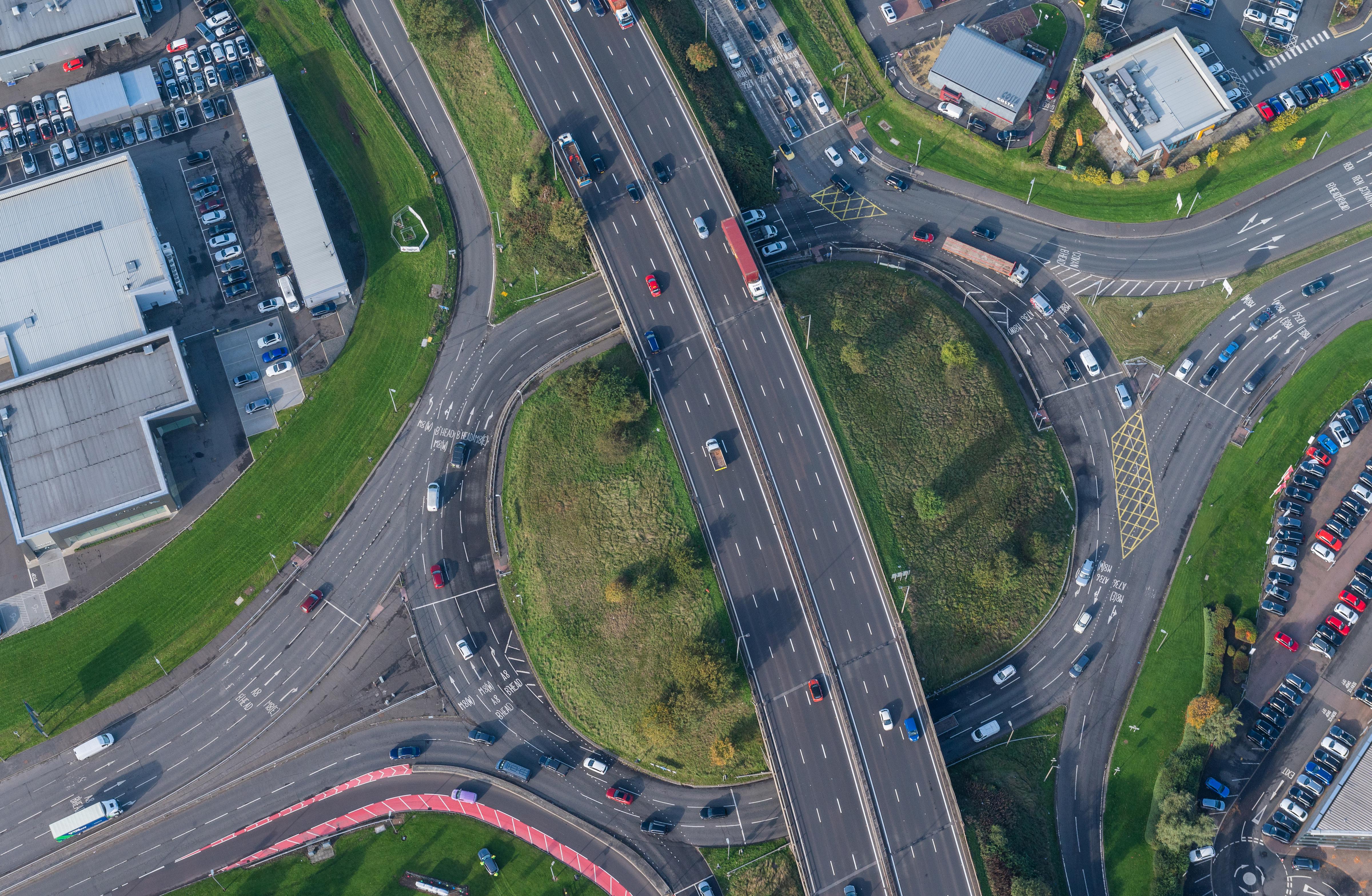 Aerial view of Glasgow City Centre financial district