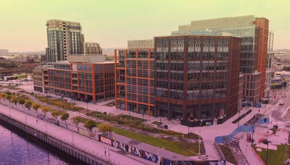 Aerial view of Barclays Campus in Glasgow during construction