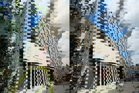 Exterior shot of the University of Edinburgh Informatics Forum building