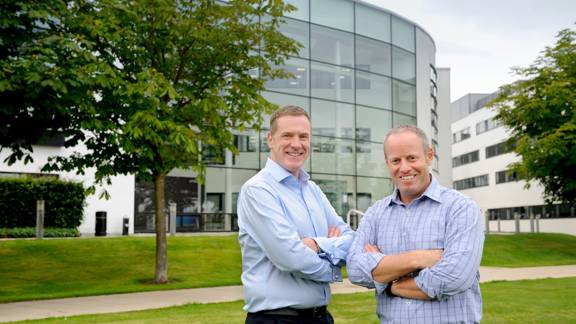 Sandie Brodie and Adrian Newell at J.P. Morgan, pictured at the firm's Edinburgh Park offices