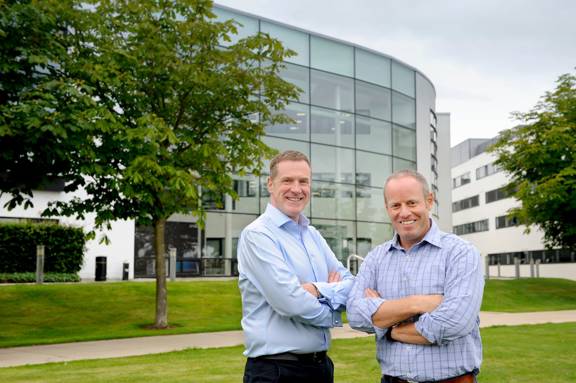 Sandie Brodie and Adrian Newell at J.P. Morgan, pictured at the firm's Edinburgh Park offices