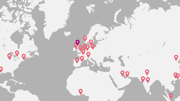 Map of Scottish Development International's offices 