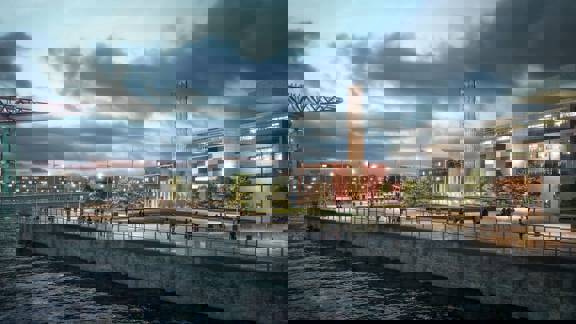 An atrist's impression of Queens Quay Energy Centre development at Clydebank
